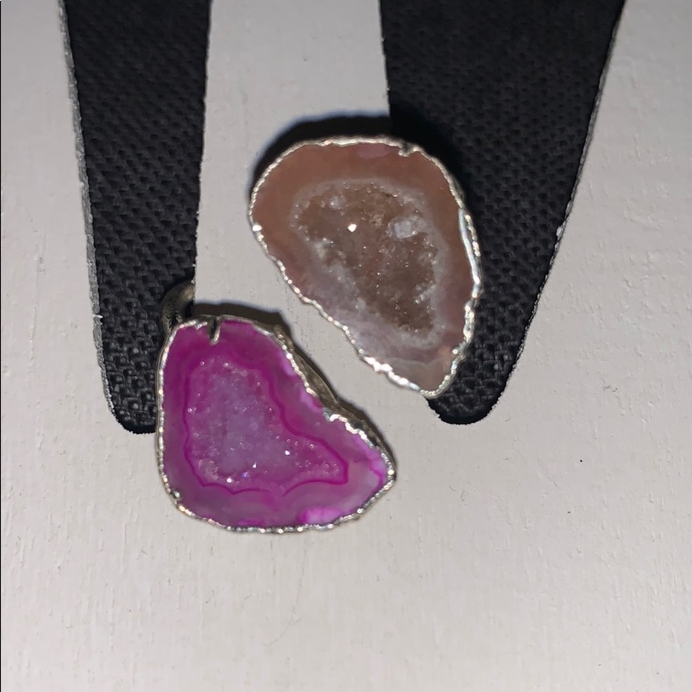 Pink and Toasted Plum/Creamy Brown Geode Ring